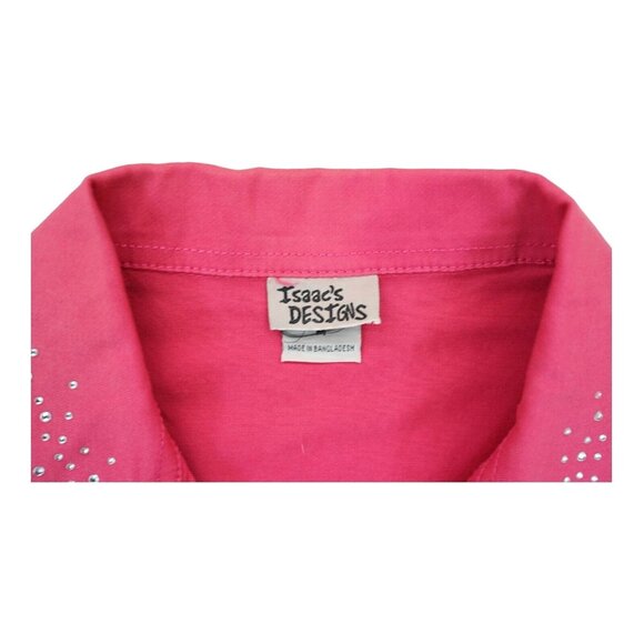 Isaac's Designs Denim Pink Jacket Decoraded Rhinestones with Dog Drawing Back‎ M - Picture 3 of 6